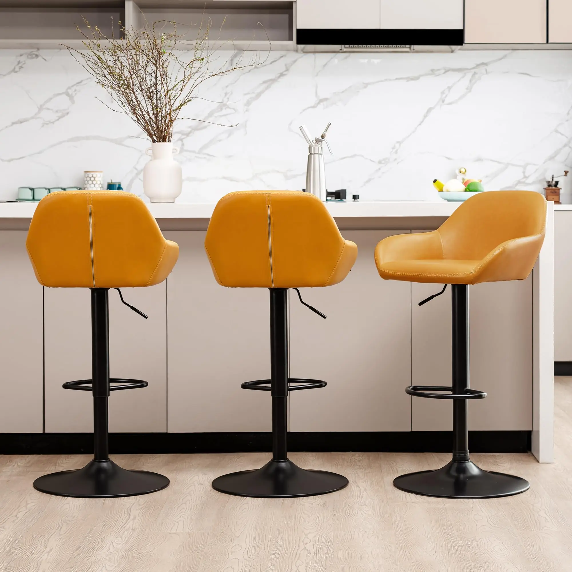 New arrival mustard yellow square replacement bar stool seats adjustable height bar stool chair terrace balcony soft chairs set