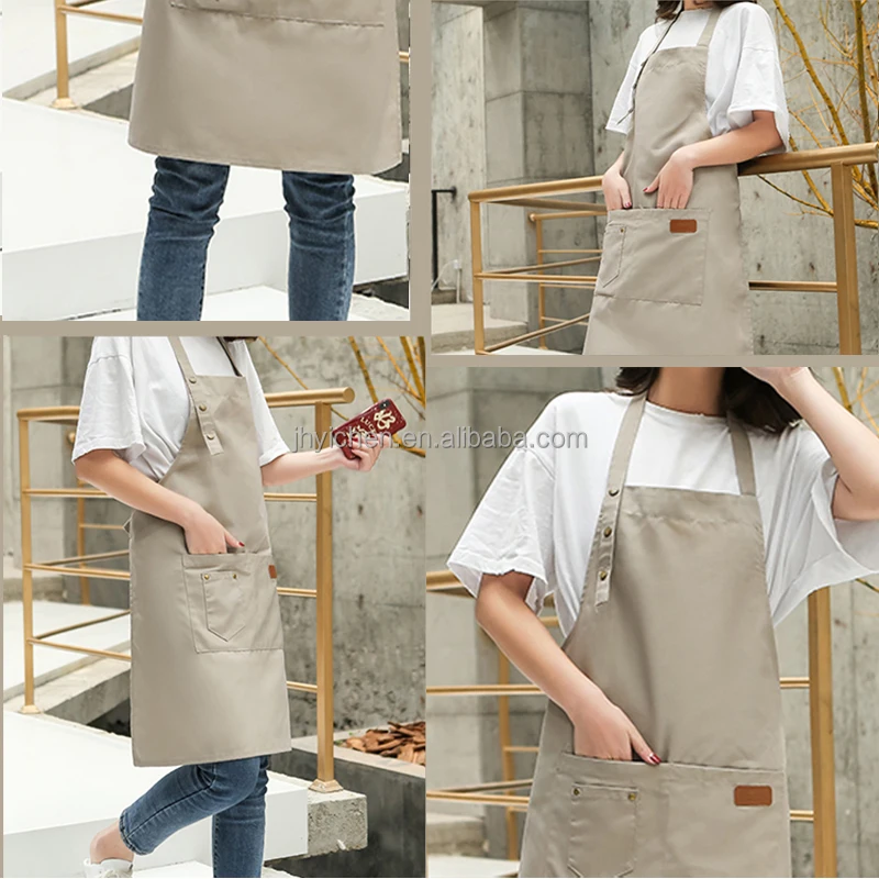 Fashion Halter Canvas Work Apron Kitchen Cooking Cleaning Apron Oil-resistant Custom Logo Housewarming Apron