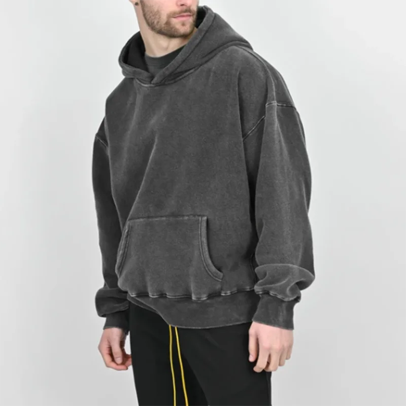 Высококачественная толстовка с капюшоном потертая кислотой серия Хай-стрит свитшот выцветшим камнем винтажная