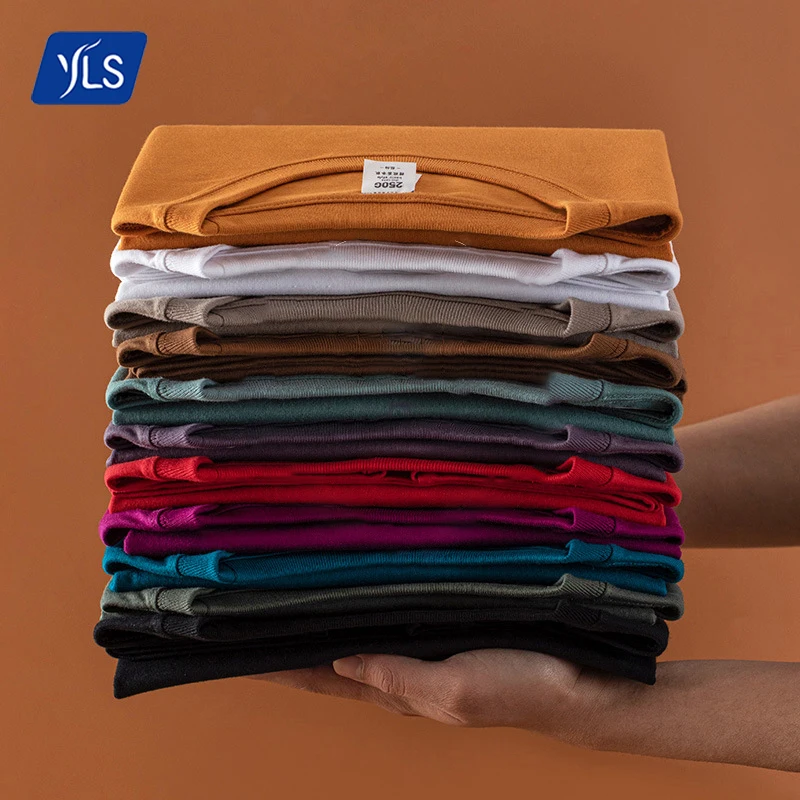 YLS New Design Luxury Quality 100 Cotton Loose Fitted No Brand Blank Women Men Couple T Shirts