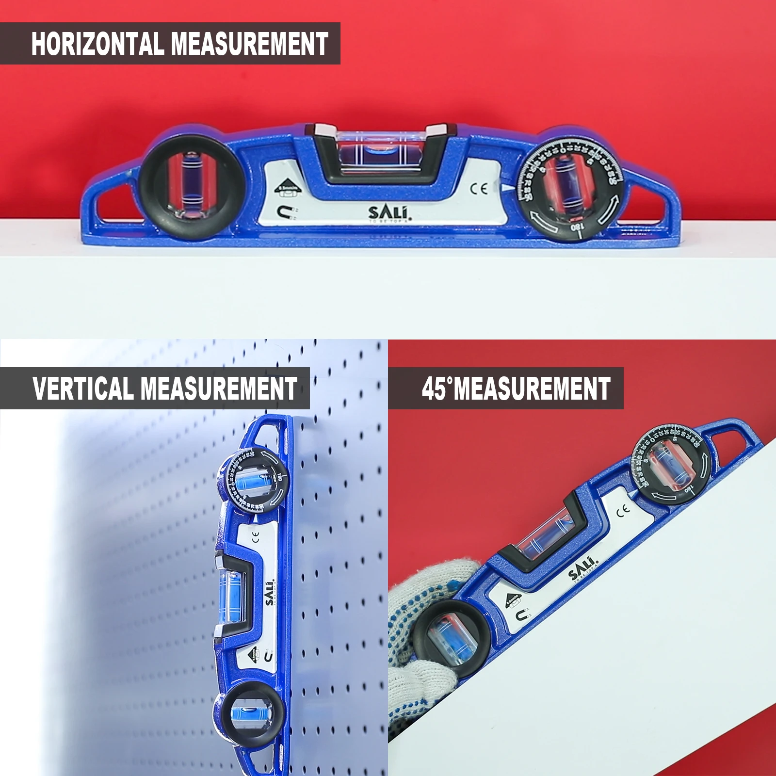 SALI 10 inch spirit level tool wholesale high precision magnetic bubble spirit level