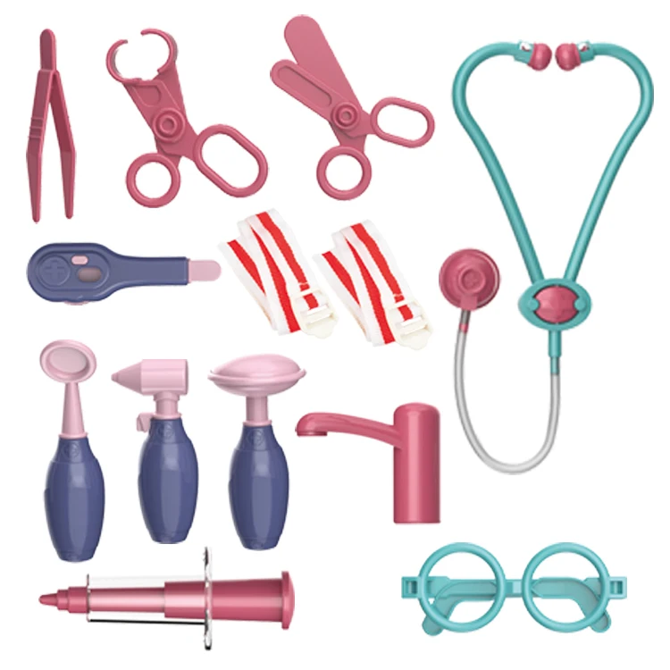 22 Pcs Medical Accessories Educational  Suitcase Toy Pretend Play Set Doctor Schoolbag Toy