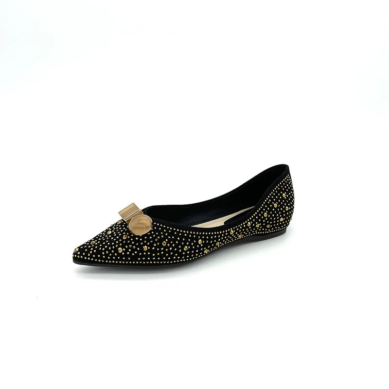 New Style high Quality Women Sexy Flat Dress Pointed Toe Black Casual Flat Shoes Fancy Ballerina Pump
