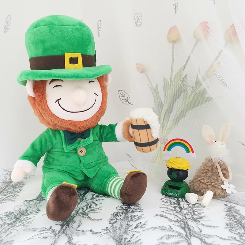 St Patricks Day Plush Custom 12inch High Quality Lucky Leprechaun Plush Stuffed Doll Toy
