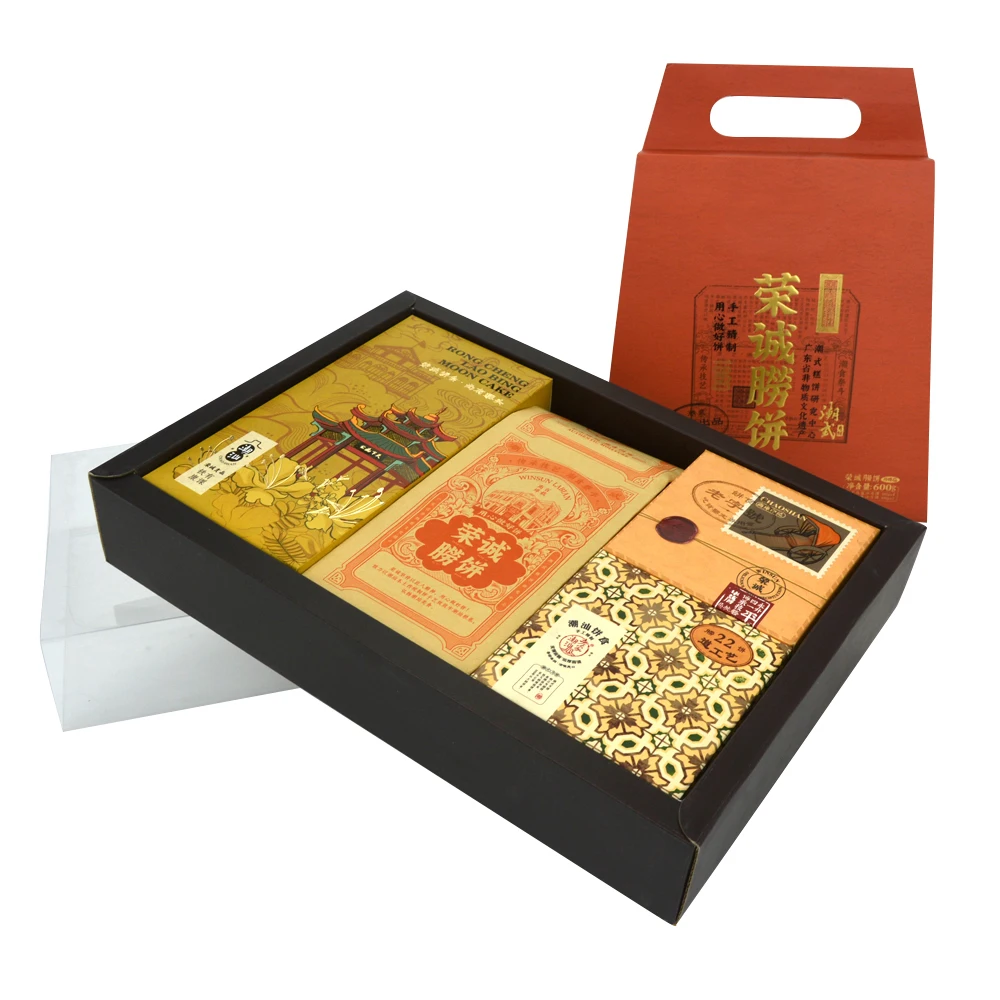 Custom Eco Friendly Food Packaging Box Chinese Style Dessert Pastry Chocolate Food Gift Box Portable Sleeve Cardboard Paper Box