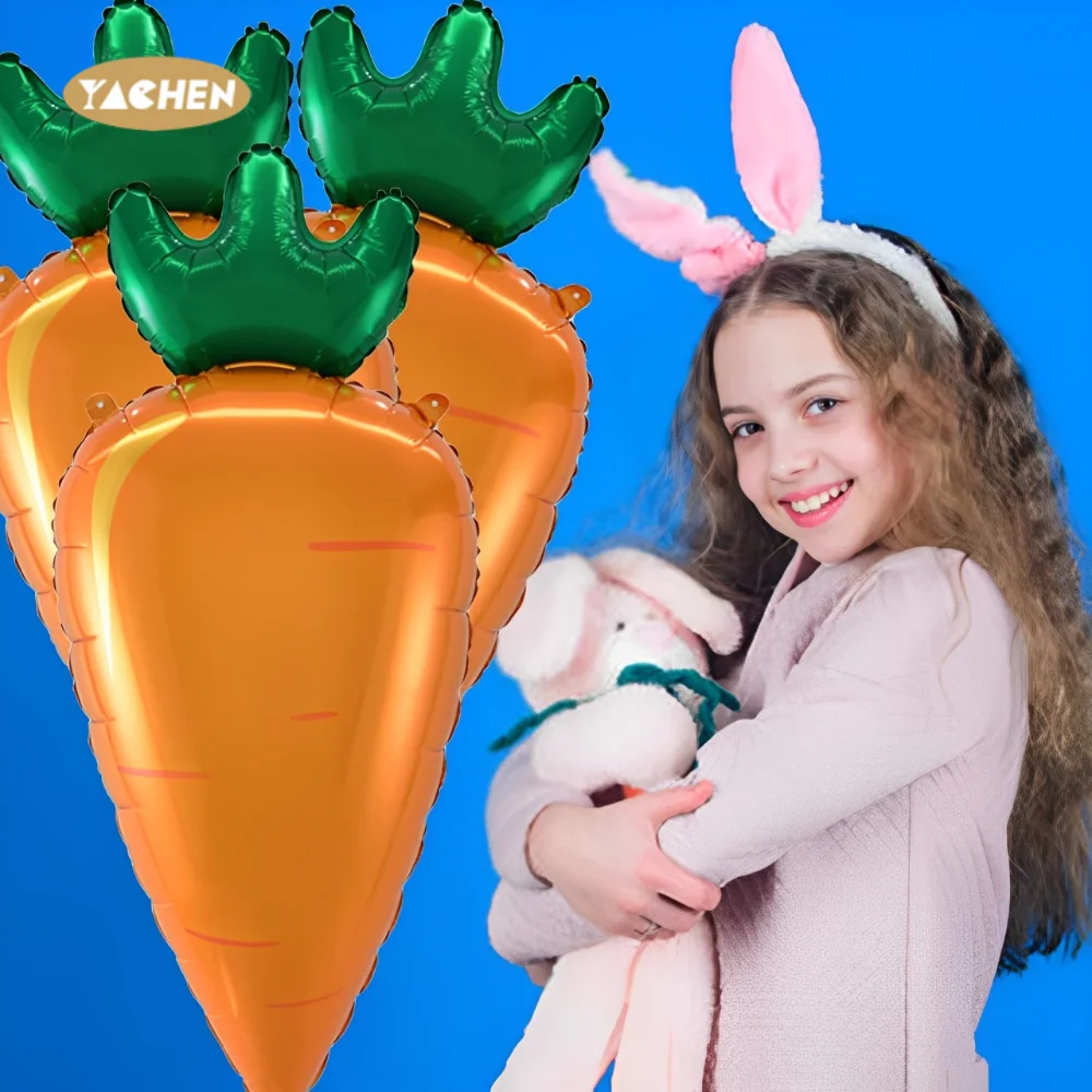 Yachen Happy Easter Globos Balloons Ribbon Bunny Eggs Carrots Chick Aluminum Foil Balloons for Spring Easter Party Decoration