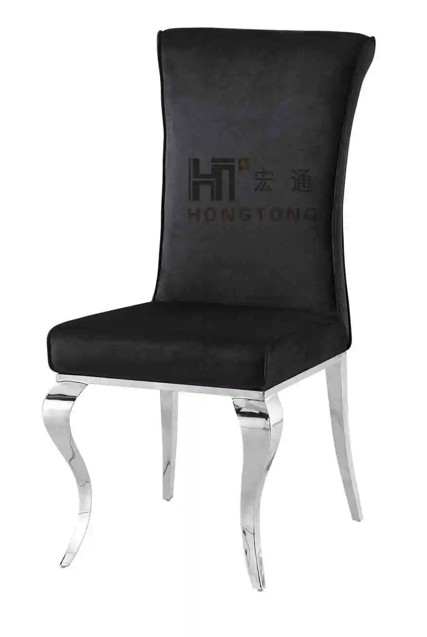 Louis Dining Table with Tempered Black Glass Top and Chrome Base