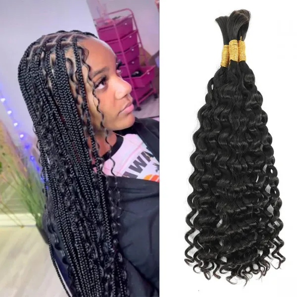 100g Human Braiding Hair Bulk No Weft Burmese Remy Deep Wave Bundles Natural Hair Boho  Braiding Hair Extensions