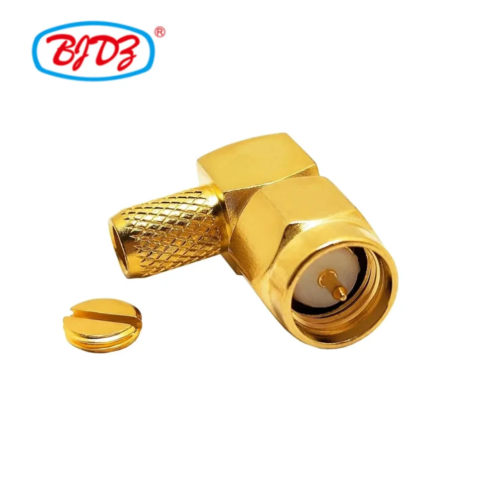 Factory supply SMA Male Plug 90 degree right angle for H-155 H155 LMR240 RG59 RG8X 4D-FB RF Coax Coaxial connectors in stock