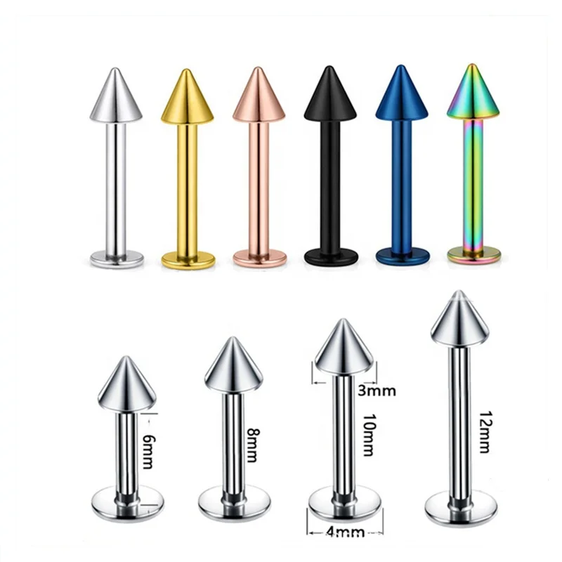Hot Sell 316L Surgical Stainless Steel  Lip Piercing Jewelry Spike Cone Labret Lip Stud