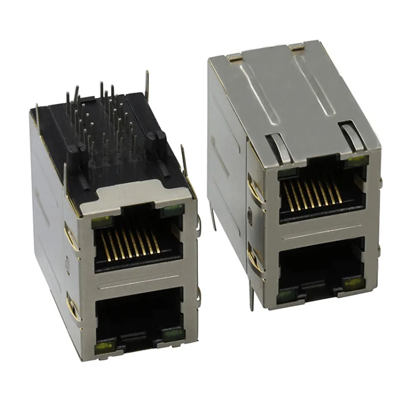 
2x1 port RJ45 Female Connector ethernet connector rj45 modular jack led connector 