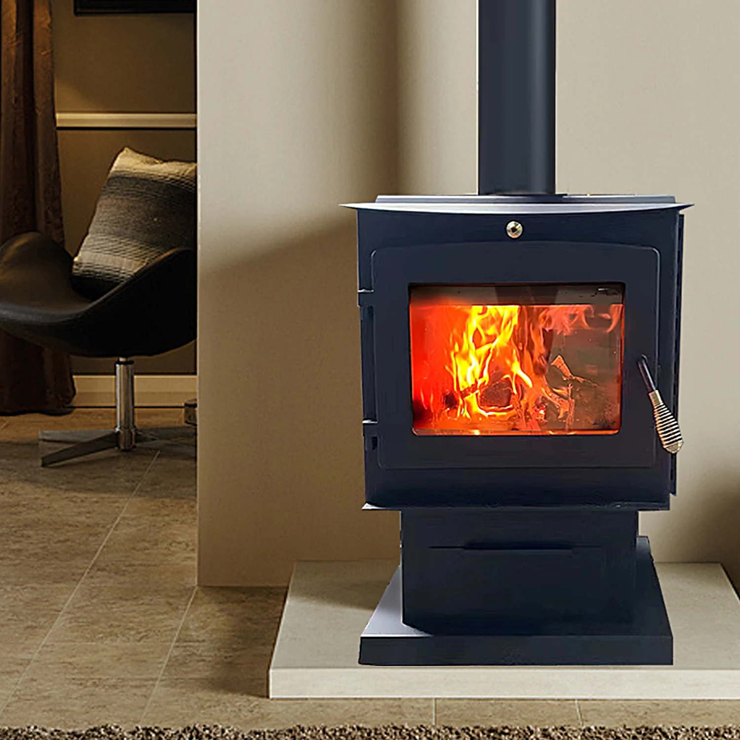 R2500A free standing indoor cast iron stove wood burning stove smokeless wood stove for Indoor heating