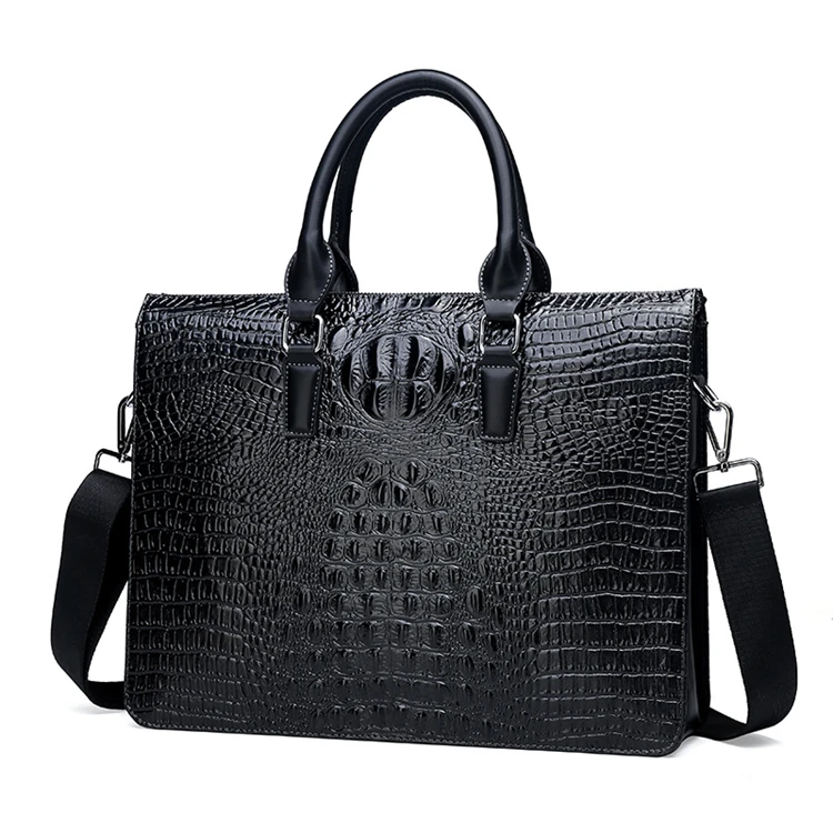 Black Cowhide Computer Fashionable Styles Student Laptop Bag 15.6 Inch Women