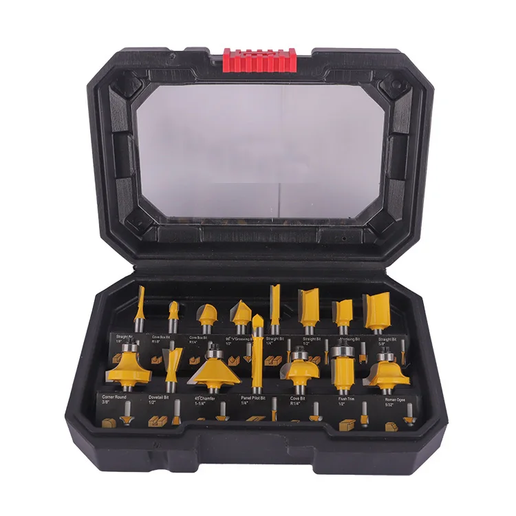 15pcs plastic packing tungsten carbide tipped blades Router Bits Set For wood