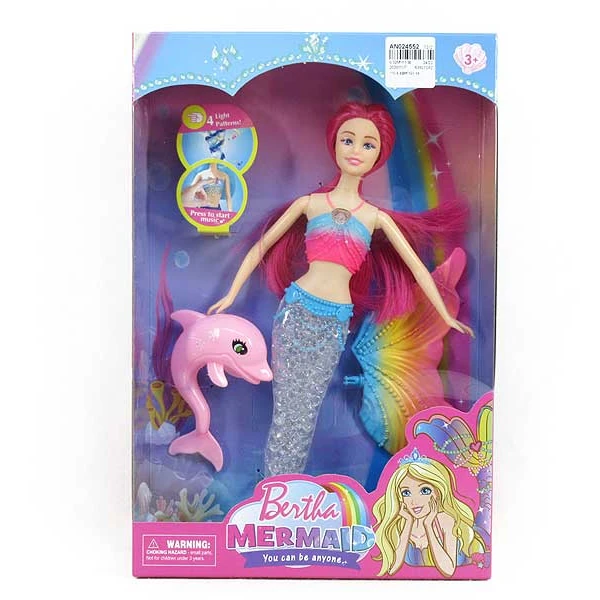 11 inch Plastic Mermaid Tail Doll Bubble Set Toy with light and music mermaid doll toys