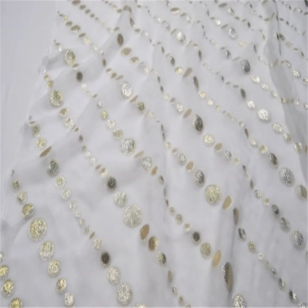 Modern Circle Pattern Newest Shiny Lurex Charming Pure Silk Metallic Jacquard Fabric for Lady Fashion Dress