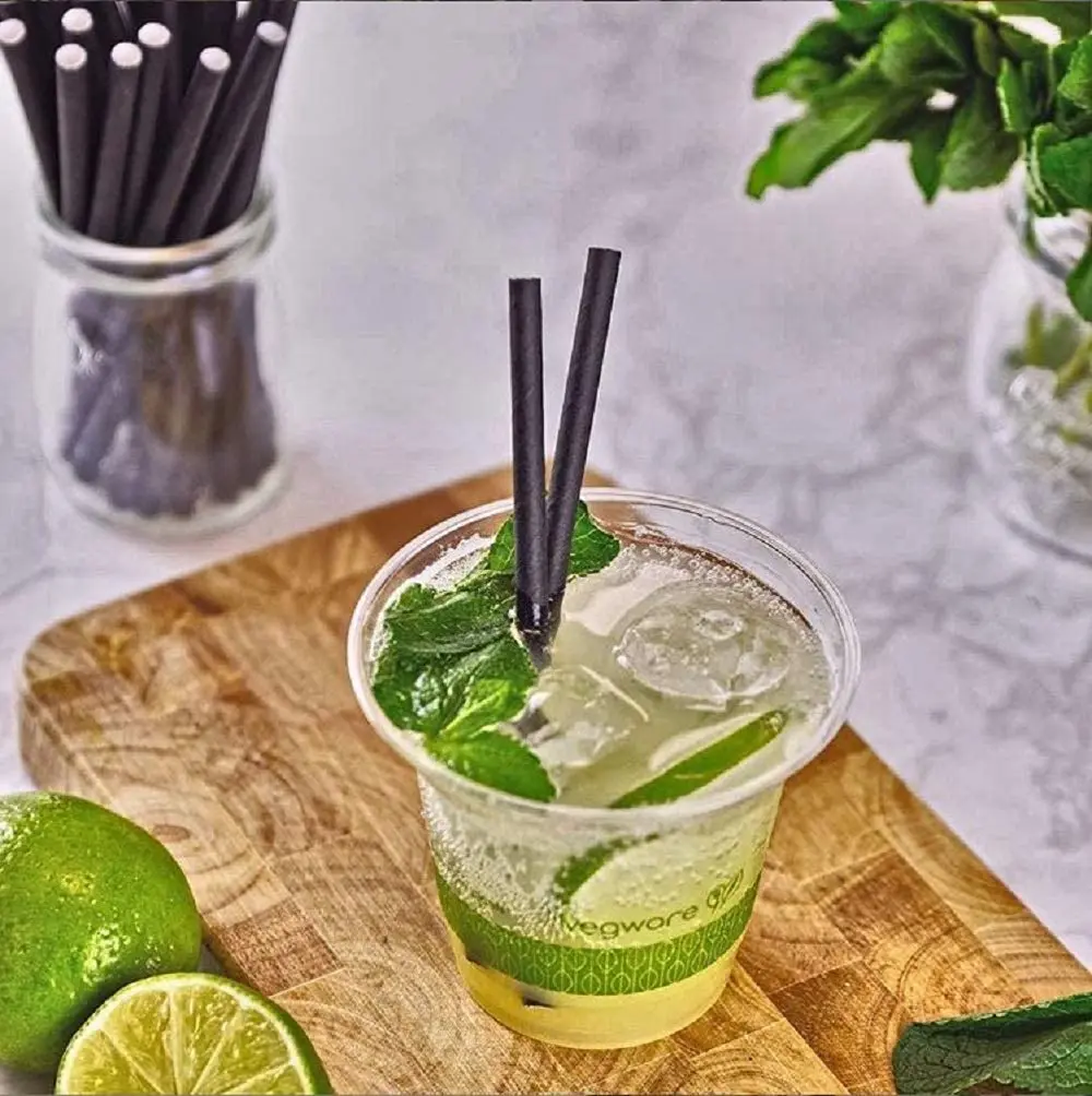 10mm 12mm Biodegradable Drinking Straws Individually Pack Bubble Bubble  Black Paper Straws