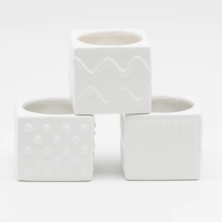 Wholesale square small flower pots succulent growing ceramic pots