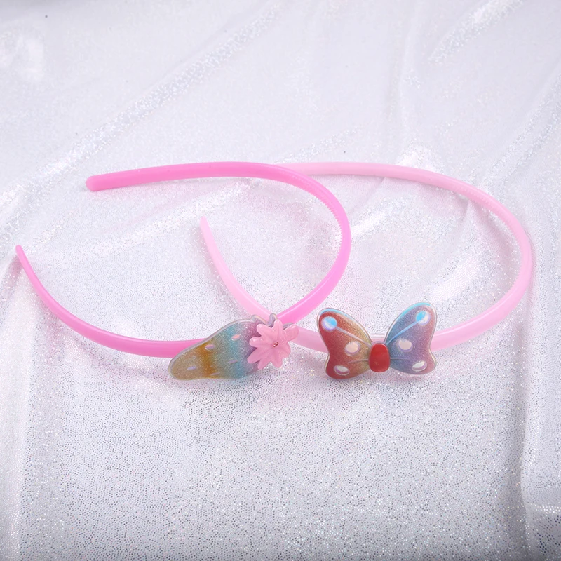 JOJO Amazon Choice Custom New Style PVC Pink Glitter Gradient Ramp Bowknot Strawberry Kids Girls Hair Hoop