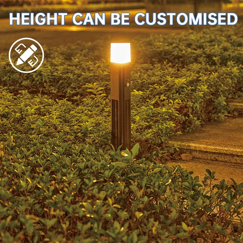 Outdoor home garden light square LED outdoor waterproof landscape villa motion sensor garden solar lawn light