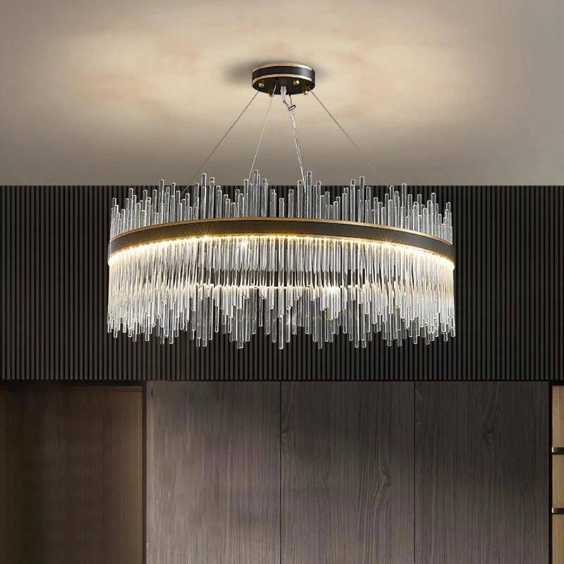 Hotel Wedding Lobby Living Room Large Decorative Hanging Light Gold Brass Home Modern Stainless Steel Luxury Crystal Chandelier