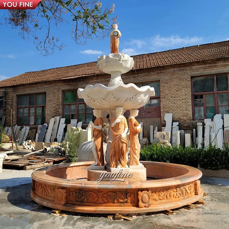 Outdoor Garden Marble Lady Sculpture Stone Waterfall Woman Statue Wall Water Fountain