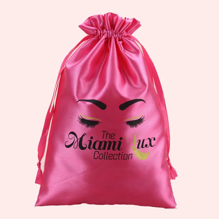 Custom Logo Human Hair Extension Storage Silk Pouch Wig Packaging Bags Hot