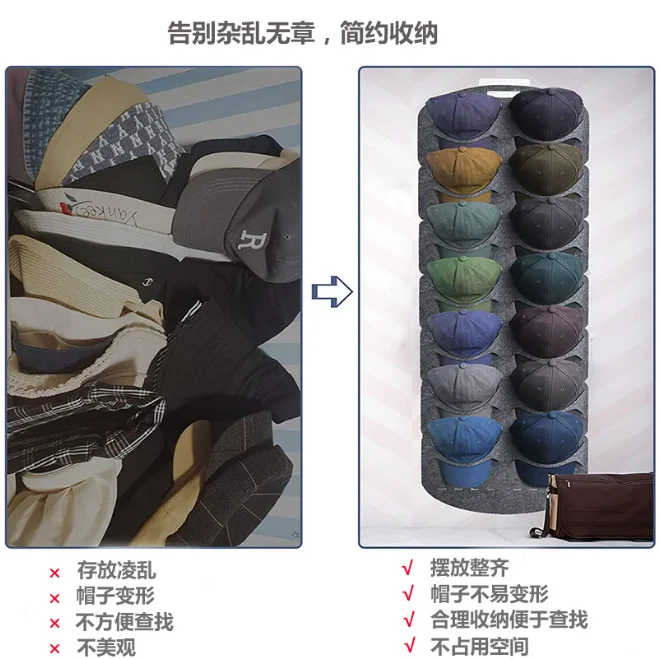2025 Best Selling Felt Hat Storage Bag Cap Organizer Hat Holder Hanging The Door Hat Storage Organizer
