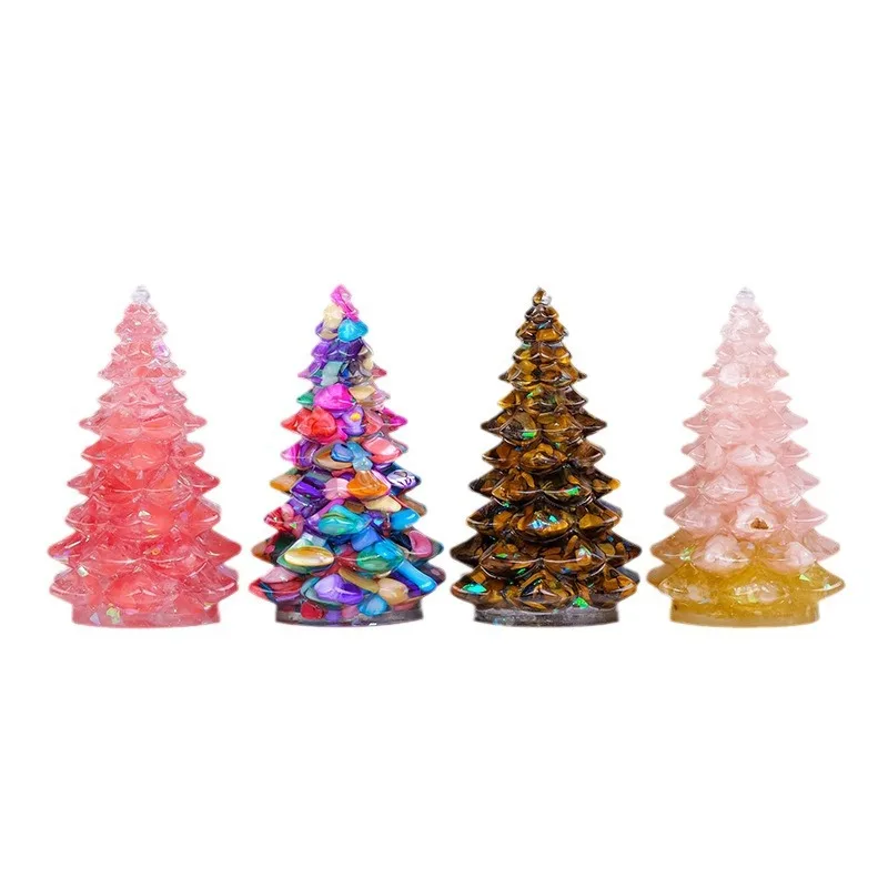 2024 New Arrival Gemstone Gravels Crafts Resin Christmas Crystal Tree For Decoration Gift