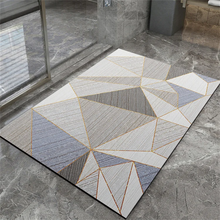 Custom Pattern Non-Slip Home Bathroom Mat Super Absorbent Geometric Diatom Mud Bath Mat