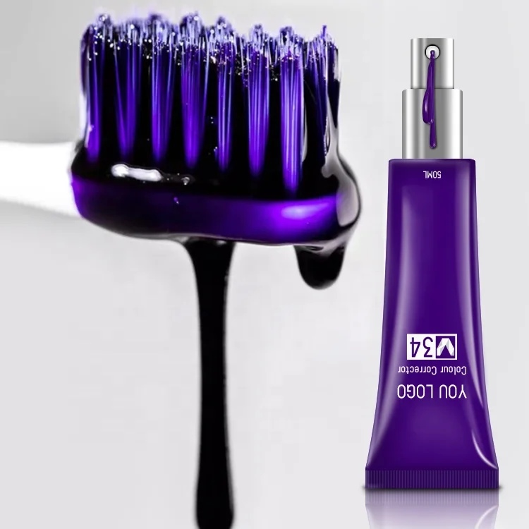 Private Label Teeth Whitening Purple Toothpaste V34 Color Corrector Tooth Paste 50ml V34 Colour Corrector