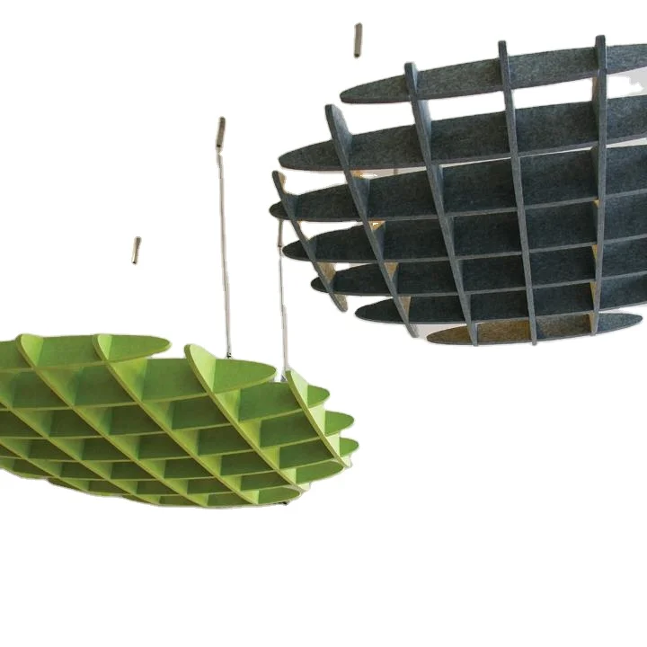 Customized PET Acoustic Diffuser ECO-Friendly PET Suspend Acoustic Soundproof Ceiling Panels