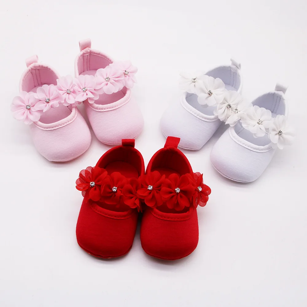 Babyshoes Baby Shoes Versatile Dress Shoes for 0-1 Years Old Soft Sole Anti slip Walking Flower Brilliant Diamond Princess Shoes