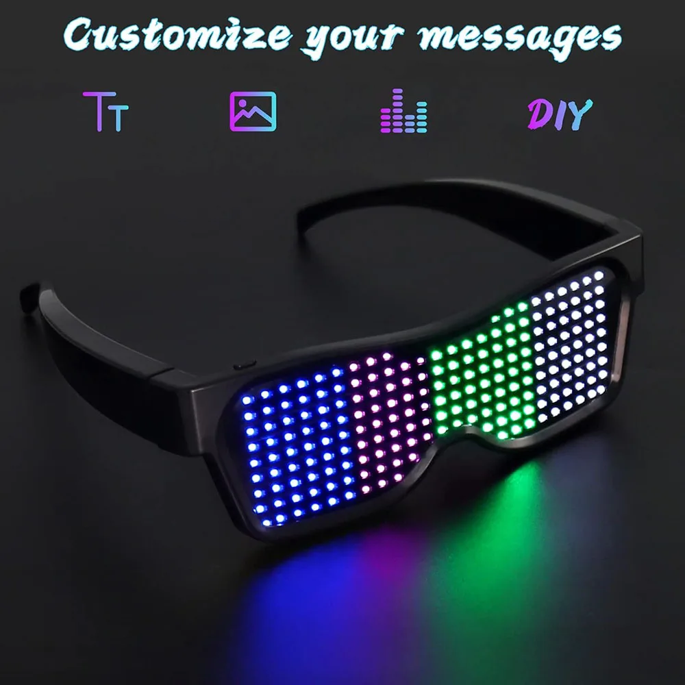 2024 wireless app diy rgb led glow sunglasses party glasses neon led light glasses