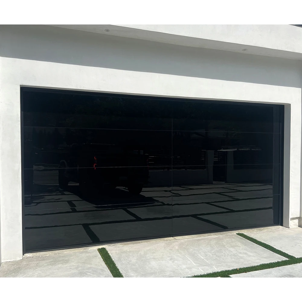 Factory customization auto-induction frameless glass garage door Modern simple design tinted glass garage door for homes