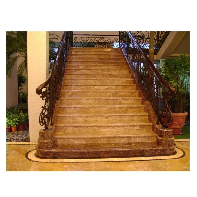 Natural indoor marble stone staircase and stone stairs steps