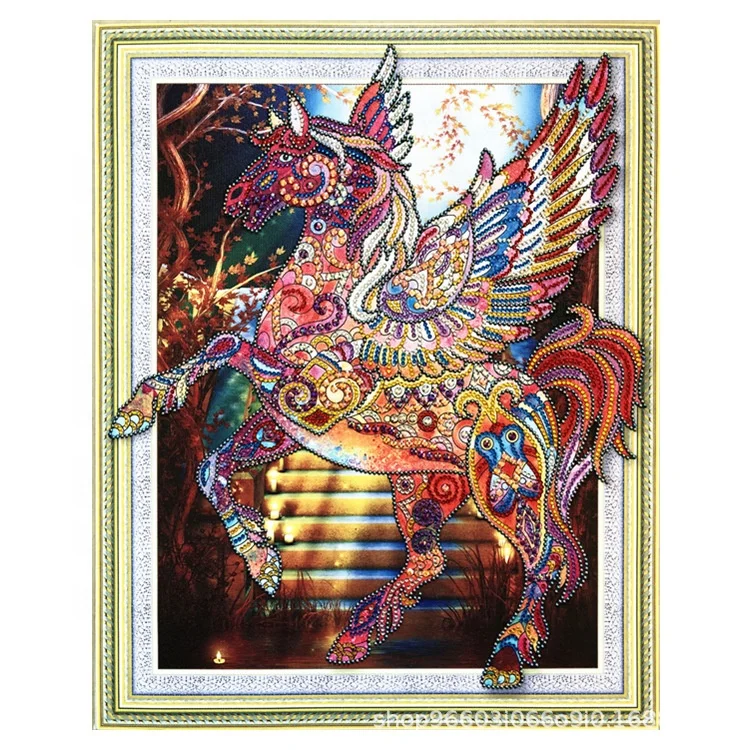 High-quality canvas DIY crystal diamond 5D special-shaped DIY flying horse diamond painting
