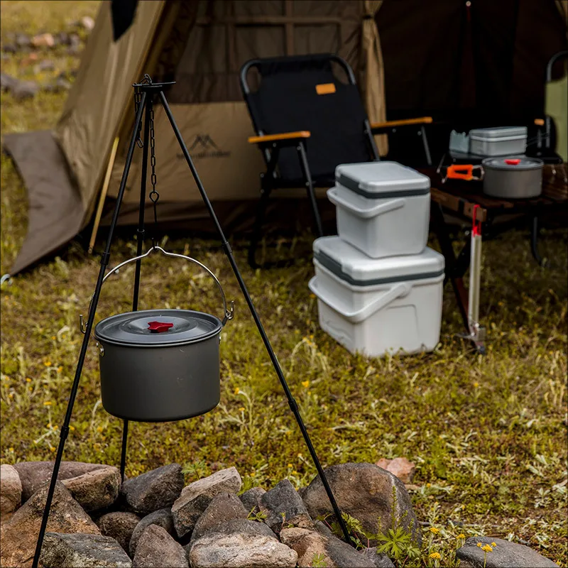 4L Kitchen Aluminum Alloy Cookware Tableware Outdoor Picnic Cooking Tourism Fishing Soup Pot Camping Hanging Single Pot