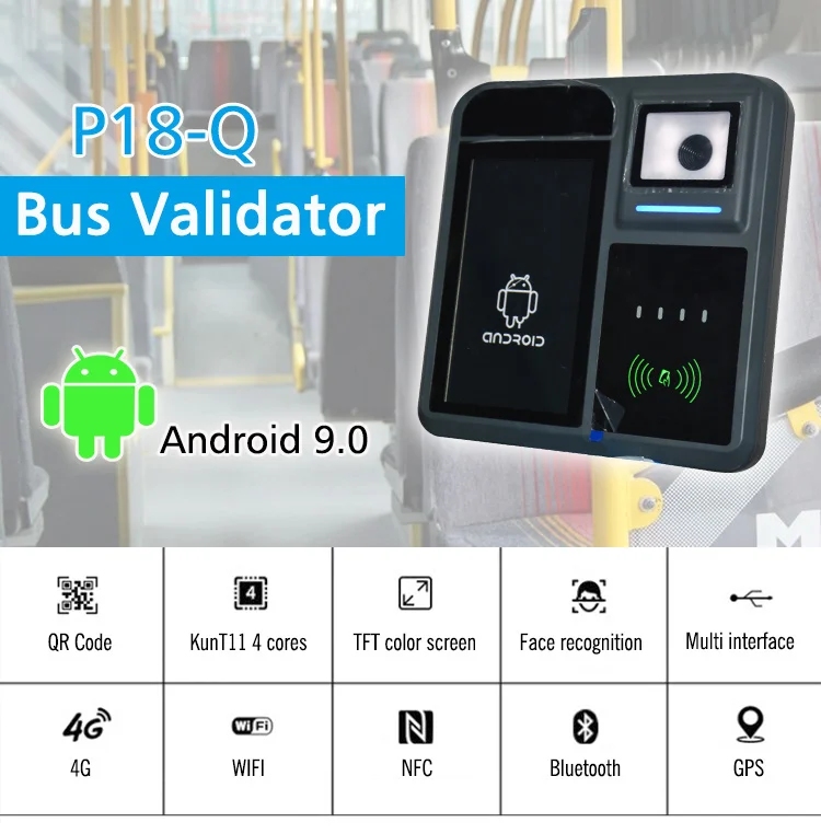 China Smart Bus Validator with NFC Reader and QR Code Scanner Support 4G GPS P18-Q