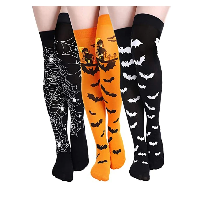 KOLOR-II-1020 OEM designer custom white black thigh high socks