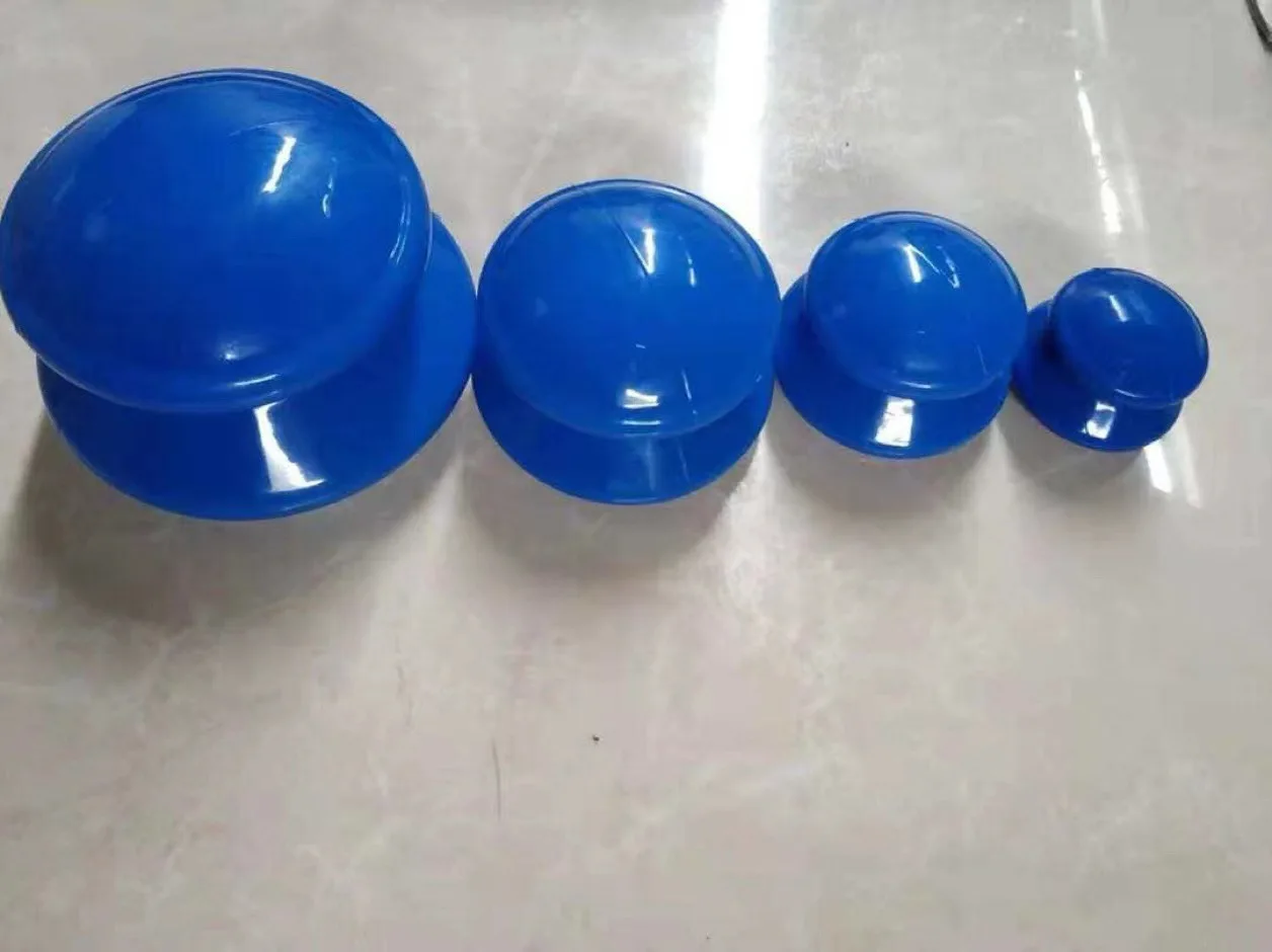 4pcs set Health care anti cellulite Cupping Cups Set Silicone jar vacuum cupping cans for body face Neck massage suction Cans