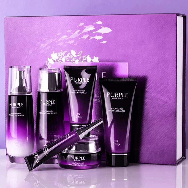private label niacinamide purple perilla whitening facial set luxurious skin repairing whitening cream set