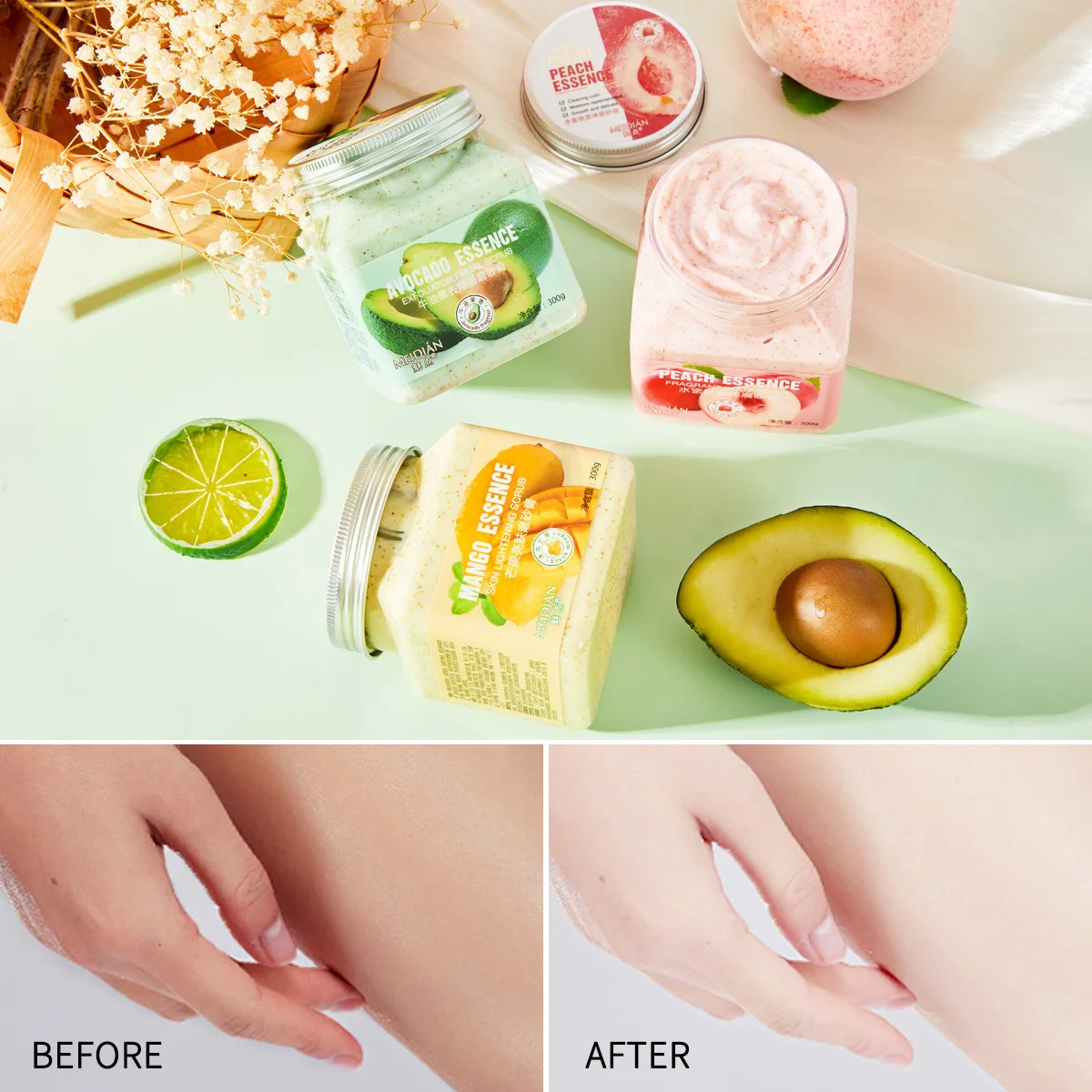 Natural Fruit Smooth Skin Sea Salt Exfoliating Bath & Body Scrub private label facial scrub