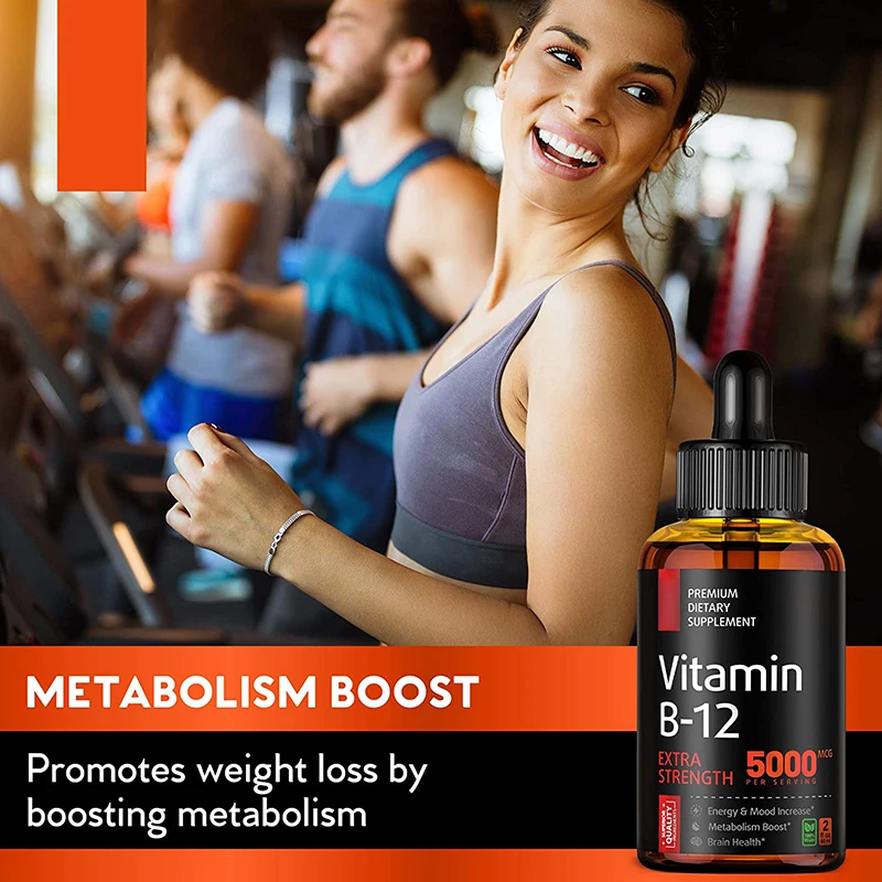 Private label Vitamin B12 Liquid Drops Sublingual 5000mcg Methyl & Methylcobalamin Supplements for Women and Men Health Support