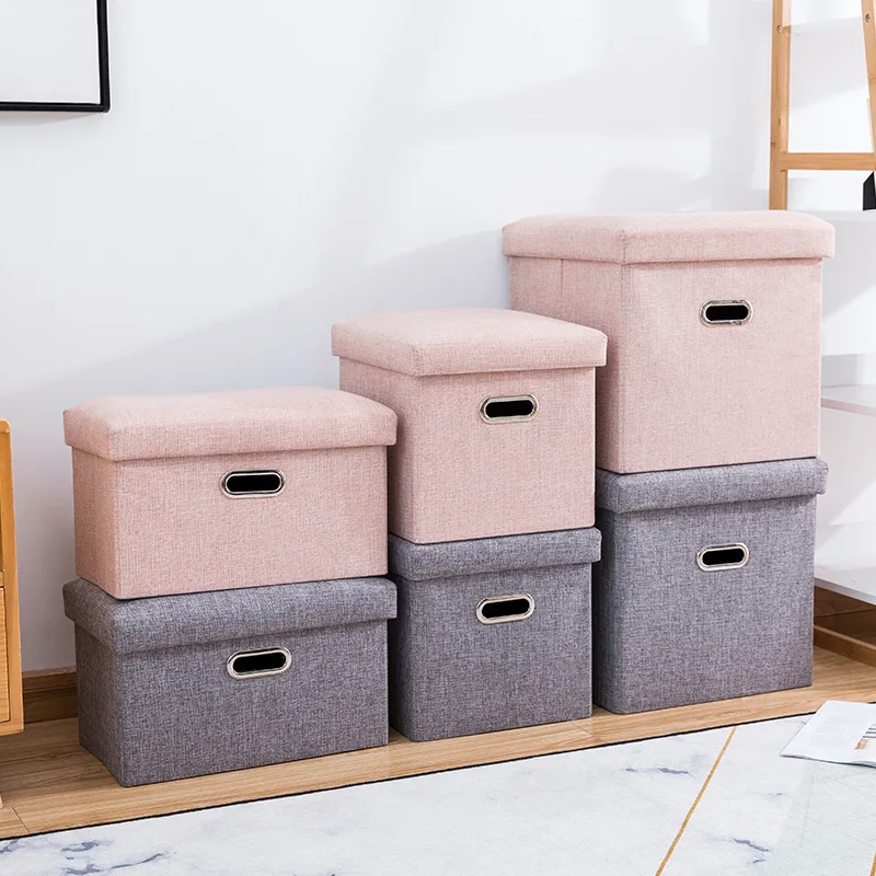 Новые со ручной складной белье Высокая емкость переобувания табуретка хранения сидением коробка для в