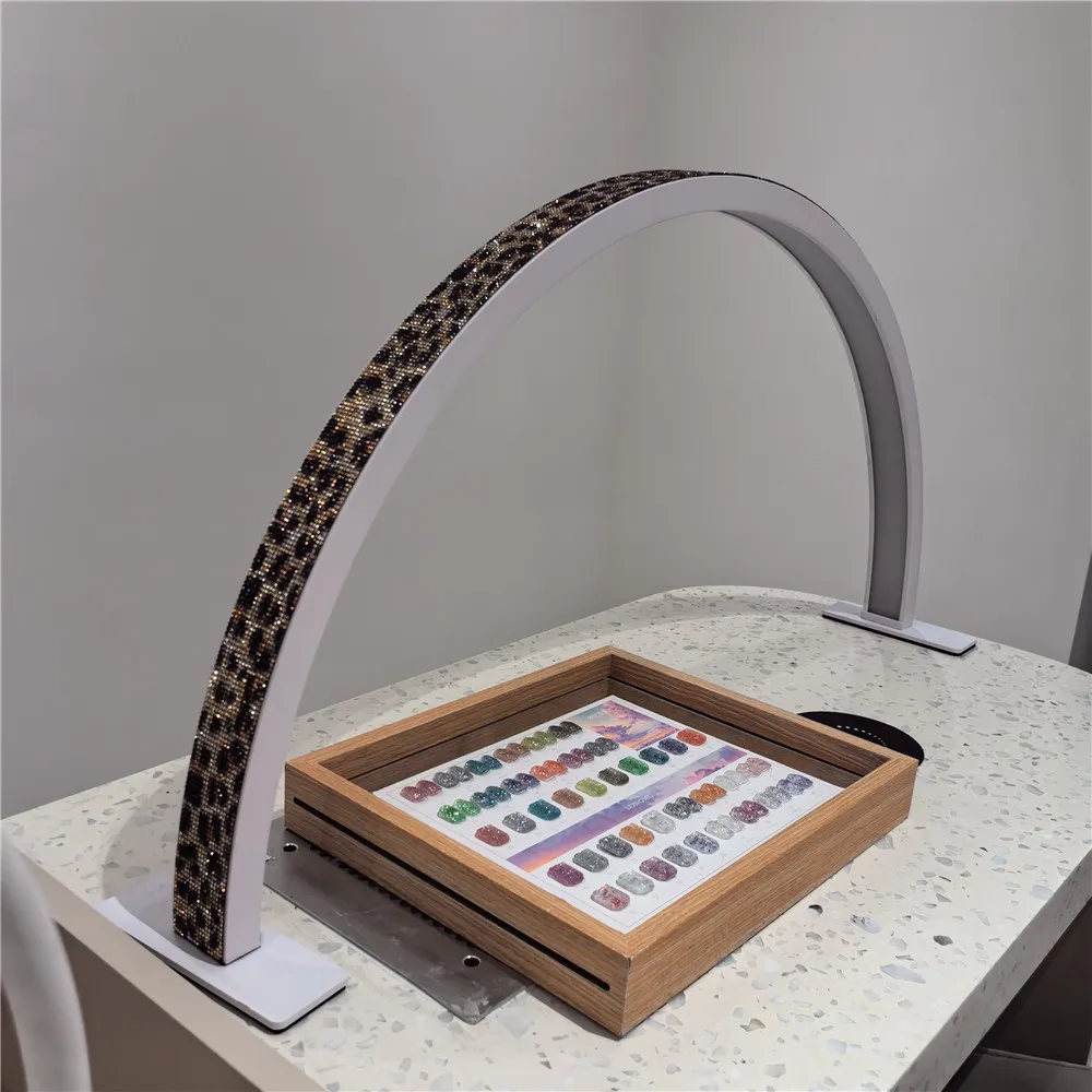 News 30in Leopard Diamond Manicure Sock Moon Lamp 40W LED High Bright Beauty Nails Lashes Salon Arch Manicure Desk Lights