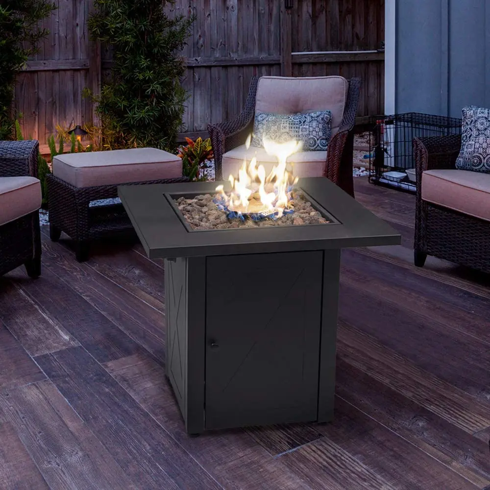 Outdoor Patio Fireplace Heater Garden BBQ Grill Firepit Table Gas Firepit Metal Square Fire Pit Table