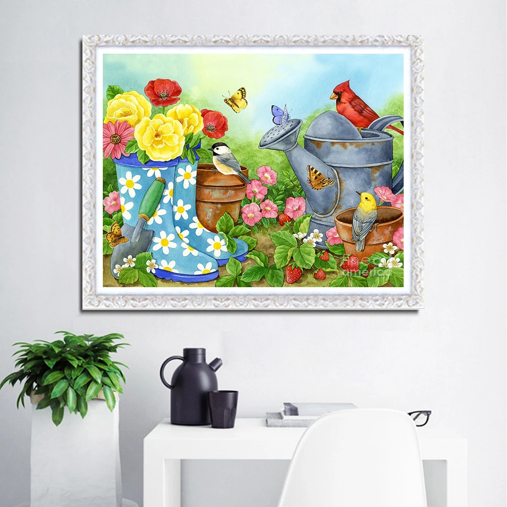 
Yiwu Supplier Flower Threads Embroidery Canvas Cross Stitch Art Home Decorative Cross-Stitch Fabric Set 