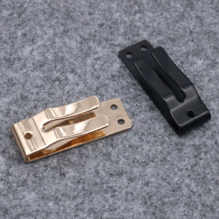 Custom Carved Logo Metal Ribbon Crimp End Cord Folding Claw Rope Belt End Clips