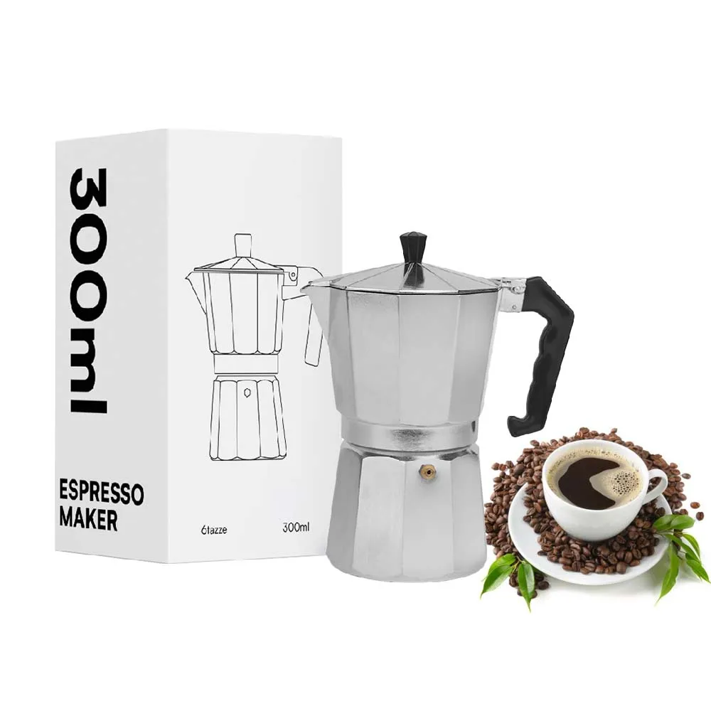 Moka эспрессо Классическая плита и кофеварка Мока горшок 6 чашек алюминиевый серебристый цвет